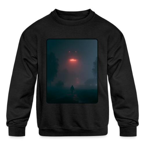 Mysterious UFO Encounter Design - Kids' Crewneck Sweatshirt
