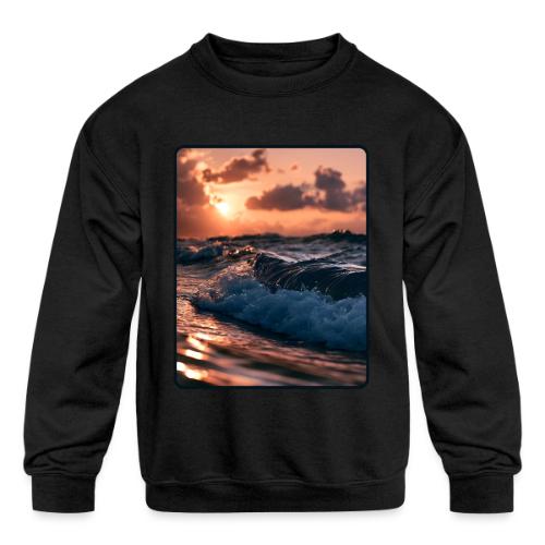 Golden Sunset Ocean Wave - Kids' Crewneck Sweatshirt