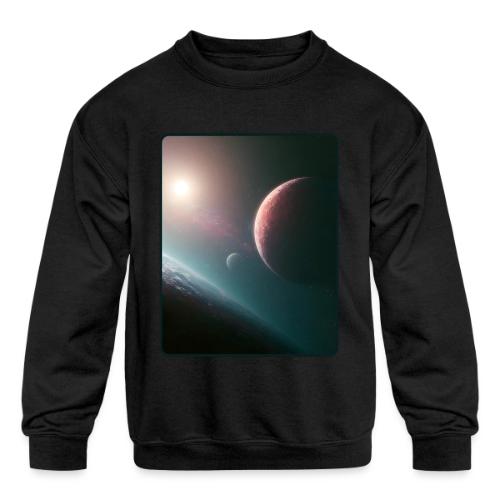 Deep Space Planet Horizon Art - Kids' Crewneck Sweatshirt