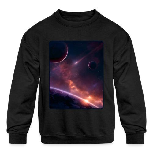 Cosmic Sunset Nebula Space Art - Kids' Crewneck Sweatshirt