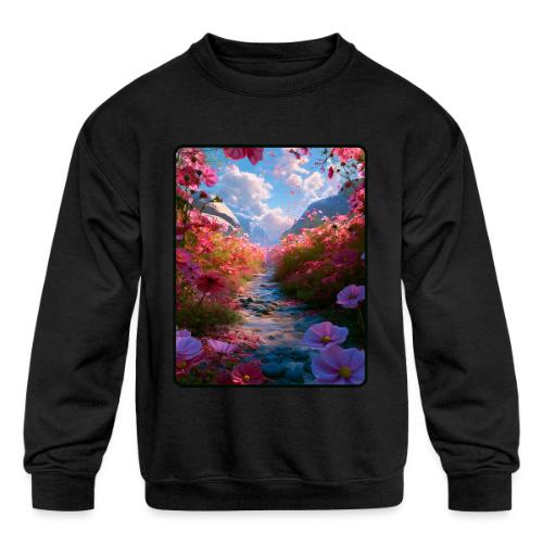 Dreamy Cosmos Valley Landscape Art - Kids' Crewneck Sweatshirt