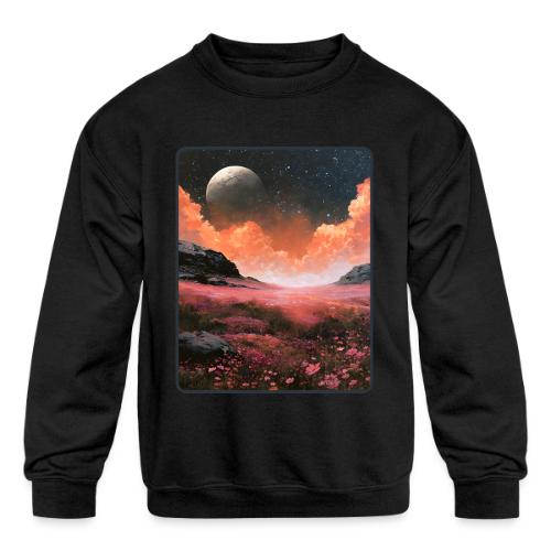 Moonlit Fantasy Flower Landscape - Kids' Crewneck Sweatshirt