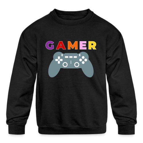 Colorful Gamer Controller Graphic - Kids' Crewneck Sweatshirt