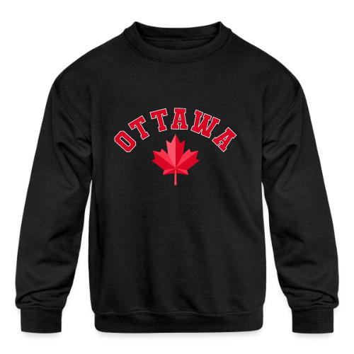 Ottawa with maple leaf - Kids' Crewneck Sweatshirt