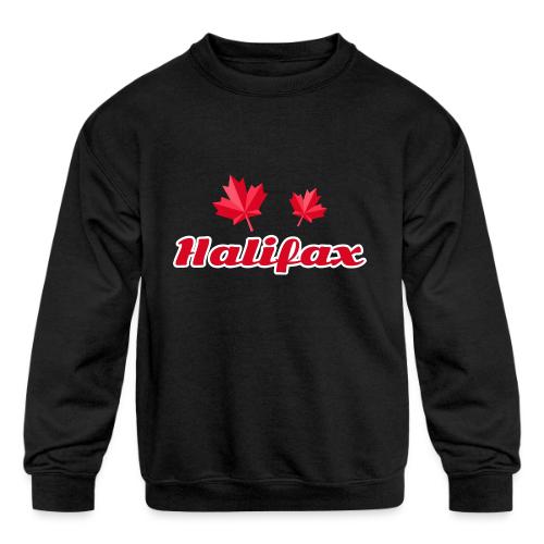 Halifax with two red maple leaves - Kids' Crewneck Sweatshirt