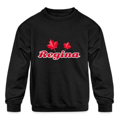 Regina with two red maple leaves - Kids' Crewneck Sweatshirt