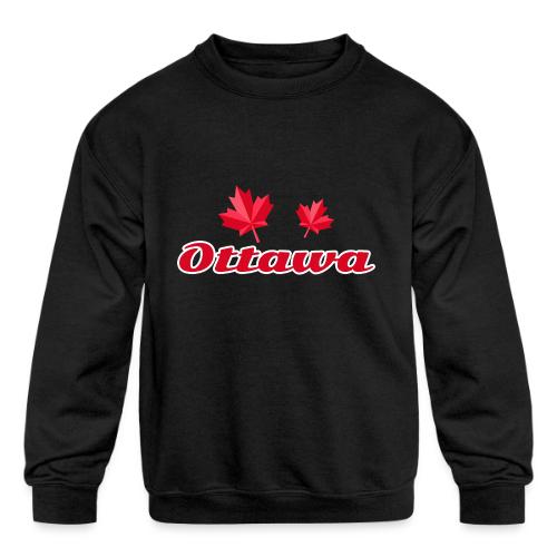 Ottawa with two red maple leaves - Kids' Crewneck Sweatshirt