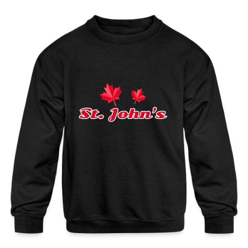 St. John's with two red maple leaves - Kids' Crewneck Sweatshirt