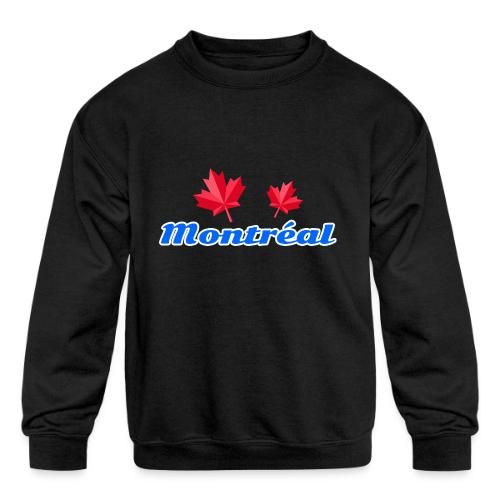 Montréal with two red maple leaves - Kids' Crewneck Sweatshirt