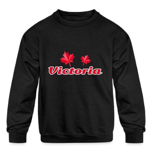 Victoria with two red maple leaves - Kids' Crewneck Sweatshirt