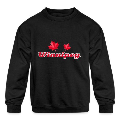 Winnipeg with two red maple leaves - Kids' Crewneck Sweatshirt