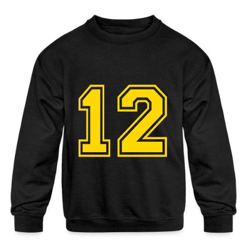 Number 12 in a classic athletic collegiate font - Kids' Crewneck Sweatshirt