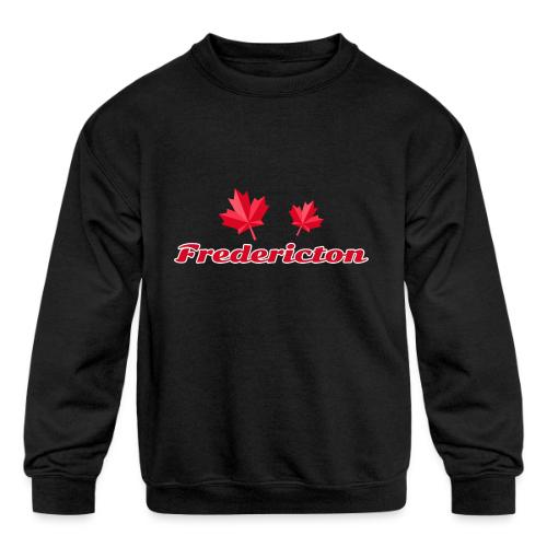 Fredericton with two red maple leaves - Kids' Crewneck Sweatshirt