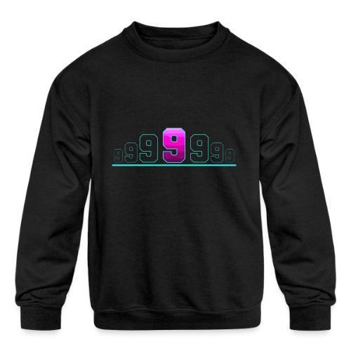 Number 9 in Magenta: Varsity Font - Kids' Crewneck Sweatshirt