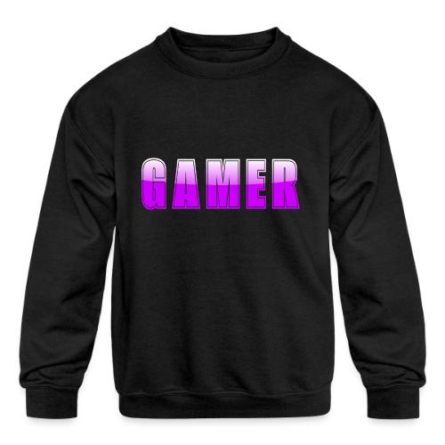 Gamer Purple Glossy Collegiate Design - Kids' Crewneck Sweatshirt