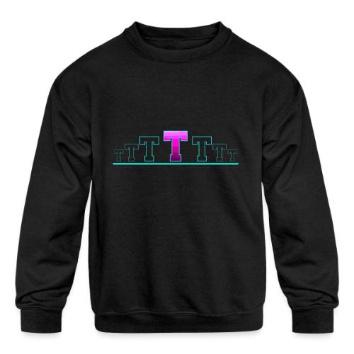 Letter T – Capital Varsity Alphabet Monogram - Kids' Crewneck Sweatshirt