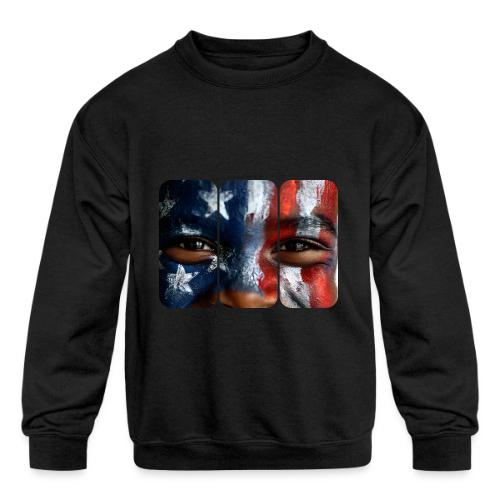 USA: Three Panels of Pride - Kids' Crewneck Sweatshirt