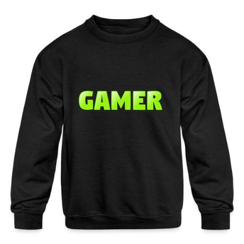 Gamer Neon Green Gaming Logo Design - Kids' Crewneck Sweatshirt