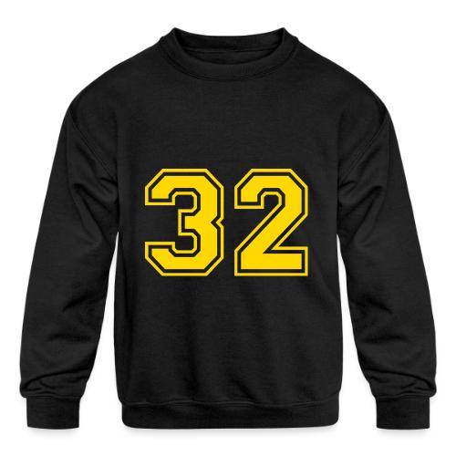 Number 32 in a classic athletic collegiate font - Kids' Crewneck Sweatshirt