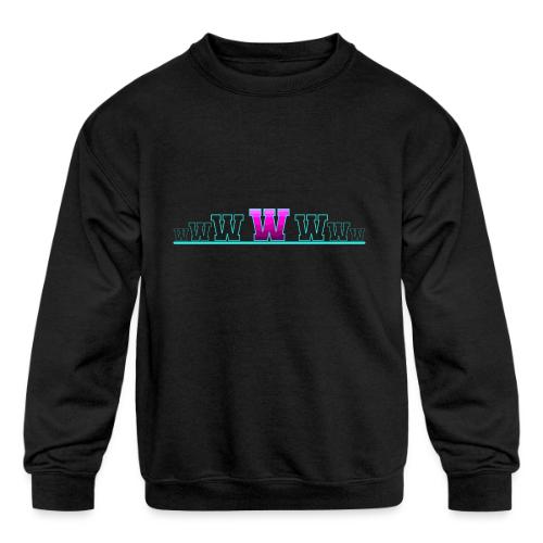 Letter W – Capital Varsity Alphabet Monogram - Kids' Crewneck Sweatshirt