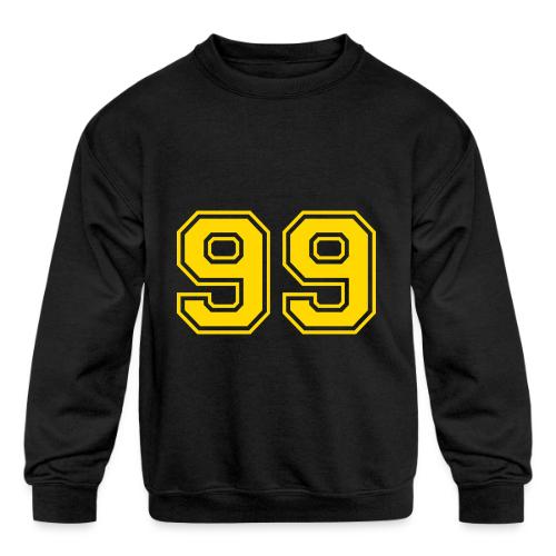 Number 99 in a classic athletic collegiate font - Kids' Crewneck Sweatshirt