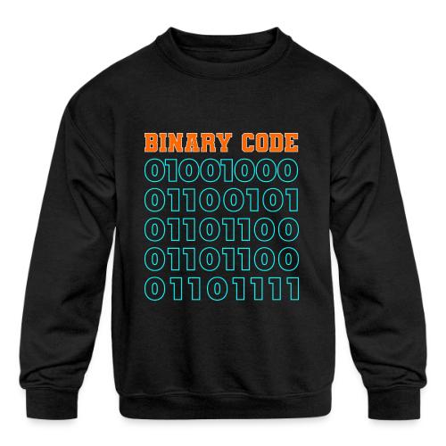 Say Hello in Binary code - Kids' Crewneck Sweatshirt