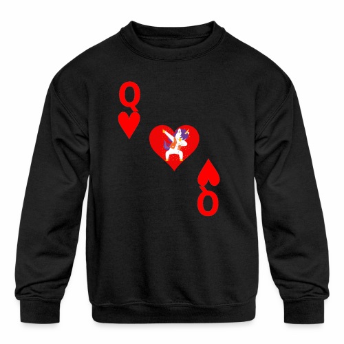 Queen of Hearts, Deck of Cards, Unicorn Costume. - Kids' Crewneck Sweatshirt