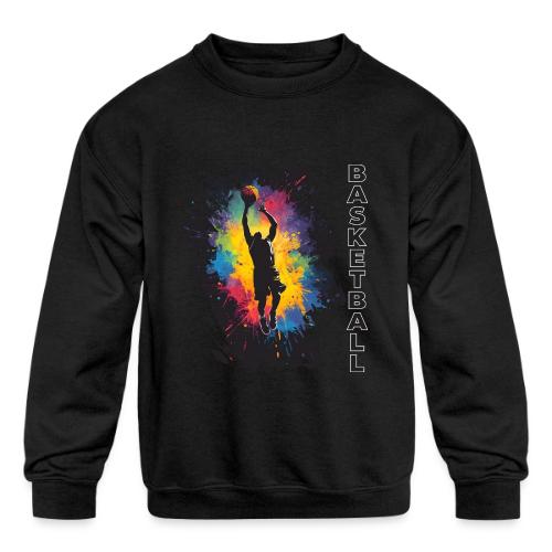 High Energy Basketball Paint Splatter Art - Kids' Crewneck Sweatshirt
