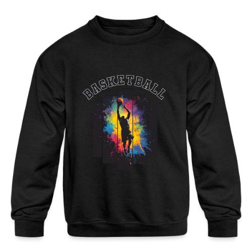 Basketball Slam Dunk Splash Design - Kids' Crewneck Sweatshirt