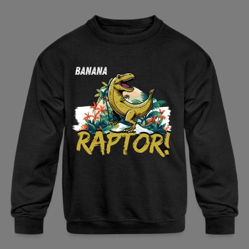 Funny Banana Raptor T-Rex Design - Kids' Crewneck Sweatshirt