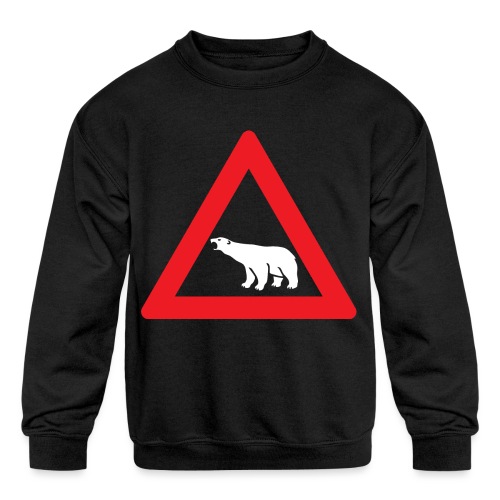 Polar Bear Road Sign - Kids' Crewneck Sweatshirt