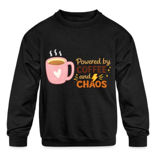 Powered by Coffee and Chaos - Kids' Crewneck Sweatshirt
