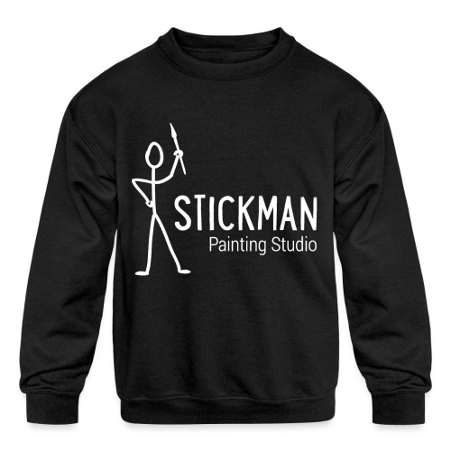Stickman Logo In White - Kids' Crewneck Sweatshirt