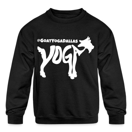 Goat Yoga Dallas White Logo - Kids' Crewneck Sweatshirt