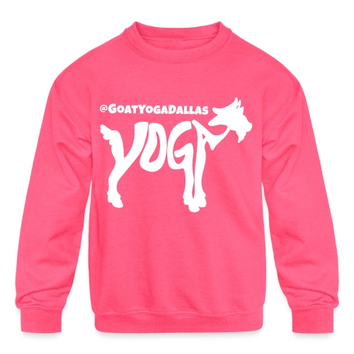 Goat Yoga Dallas White Logo - Kids' Crewneck Sweatshirt