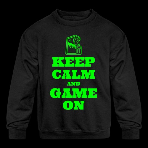 Keep Calm and Game On | Retro Gamer Arcade - Kids' Crewneck Sweatshirt