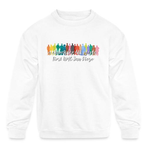 a church for all people - with colorful graphic - Kids' Crewneck Sweatshirt