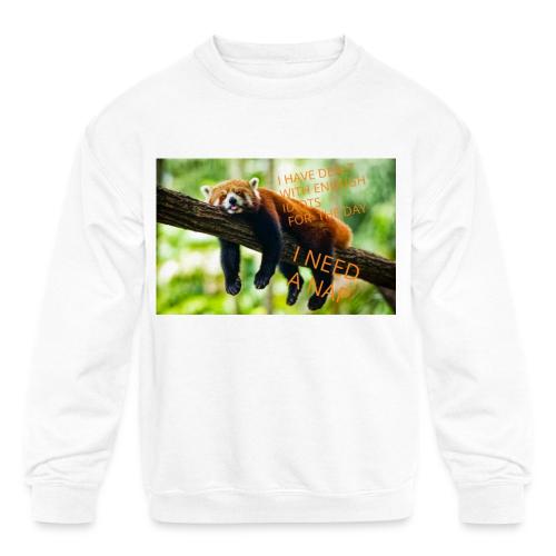 Fox napping meme - Kids' Crewneck Sweatshirt