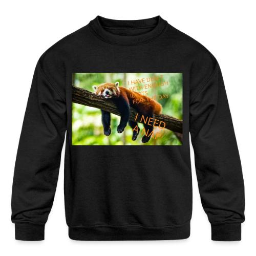 Fox napping meme - Kids' Crewneck Sweatshirt