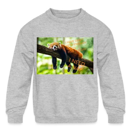 Fox napping meme - Kids' Crewneck Sweatshirt