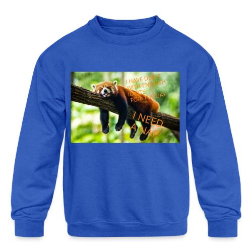 Fox napping meme - Kids' Crewneck Sweatshirt