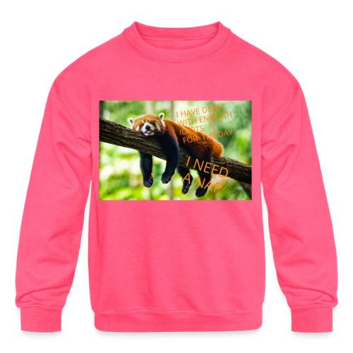 Fox napping meme - Kids' Crewneck Sweatshirt