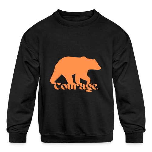 Courage Bear Orange - Kids' Crewneck Sweatshirt