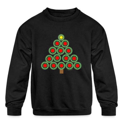 Mechanical Gear Christmas Tree - Kids' Crewneck Sweatshirt