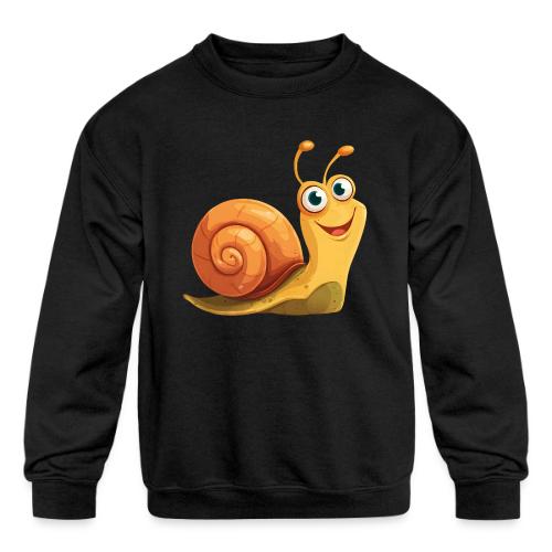 Happy Cartoon Snail with a Smile - Kids' Crewneck Sweatshirt