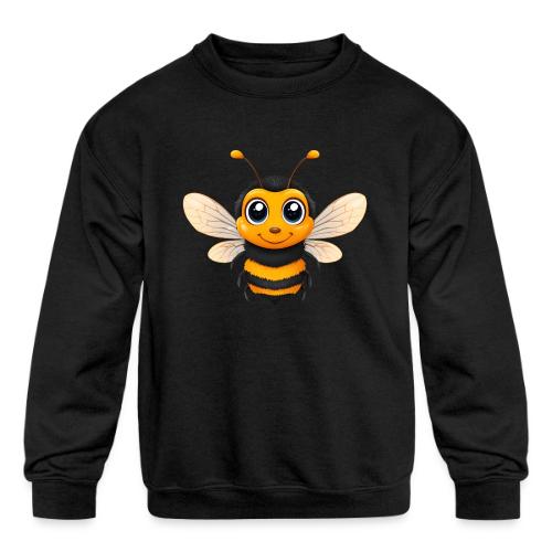 Happy Cartoon Baby Bee with Open Wings - Kids' Crewneck Sweatshirt