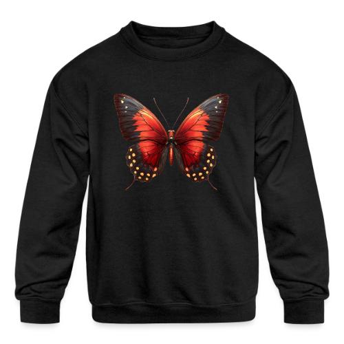Bright Red, Black, and Yellow Butterfly - Kids' Crewneck Sweatshirt
