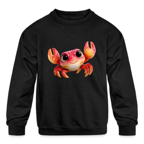 Cheerful Red Baby Crab Character - Kids' Crewneck Sweatshirt