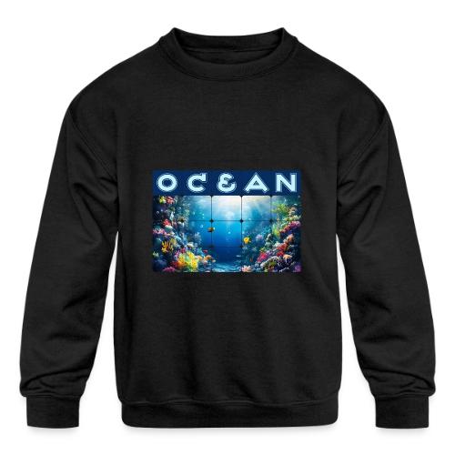 Ocean: Neon Reef Glow - Kids' Crewneck Sweatshirt