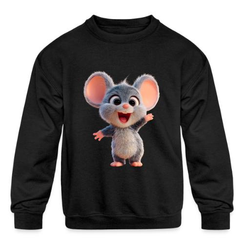 Joyful Cartoon Baby Mouse Arms Up - Kids' Crewneck Sweatshirt